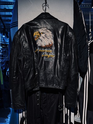 90's"Screaming Eagle"embroidery design Riders jacket