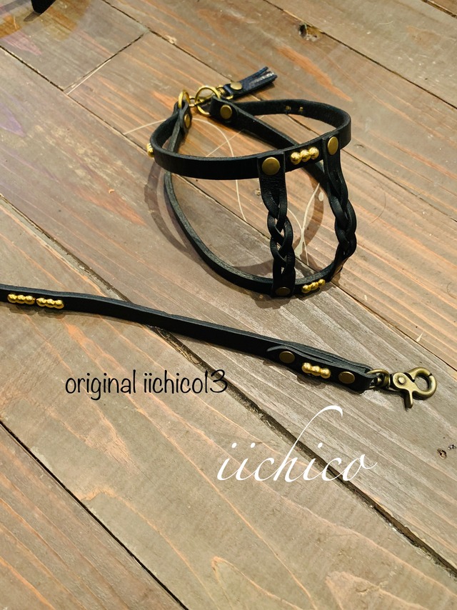 犬用 本革studs＆三つ編みリード | iichico