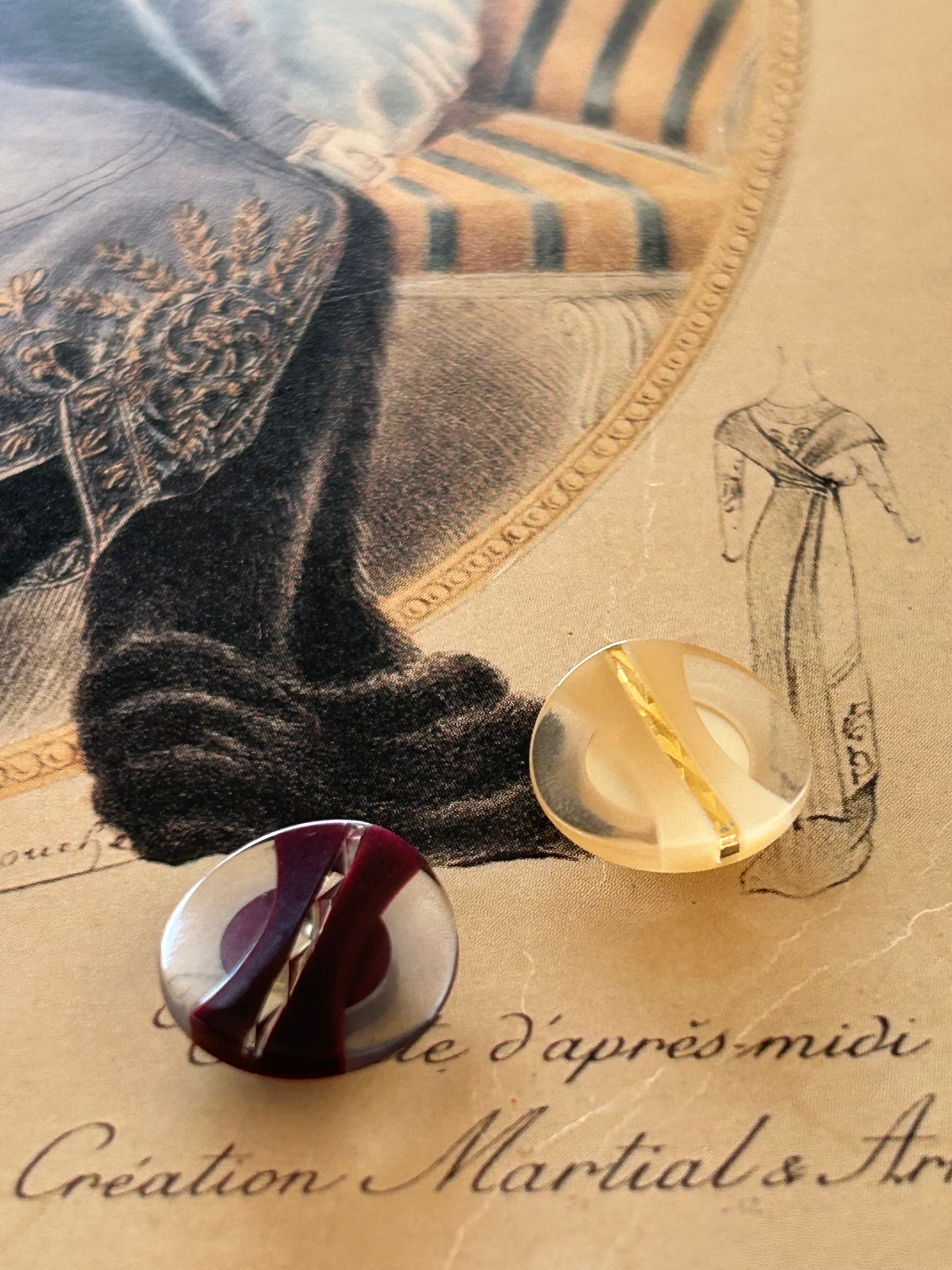 Japanese Vintageボタン レトロボタン 15mm パープル/ベージュ アクセサリーパーツ デコレーション材