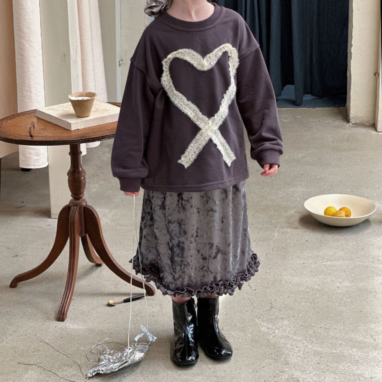 秋ベルベットフリルスカート