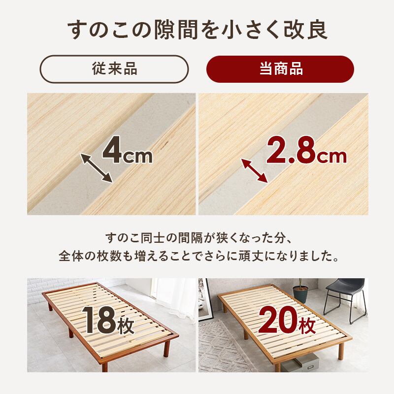 【組立式】耐荷重350kg シングルベッド すのこフレーム 2色展開 シンプル コンパクト 一人暮らし ワンルーム 幅102cm