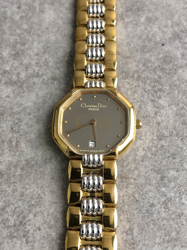 Christian Dior クリスチャン ディオール 腕時計 ゴールド CD オクタゴン ステンレススチール D48⁻133 クォーツ vintage ヴィンテージ オールド y8i88y