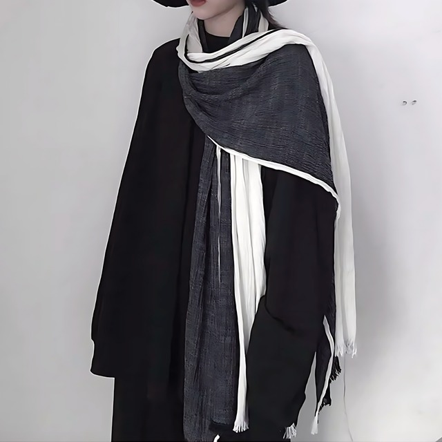 Block color tassel shawl C0653