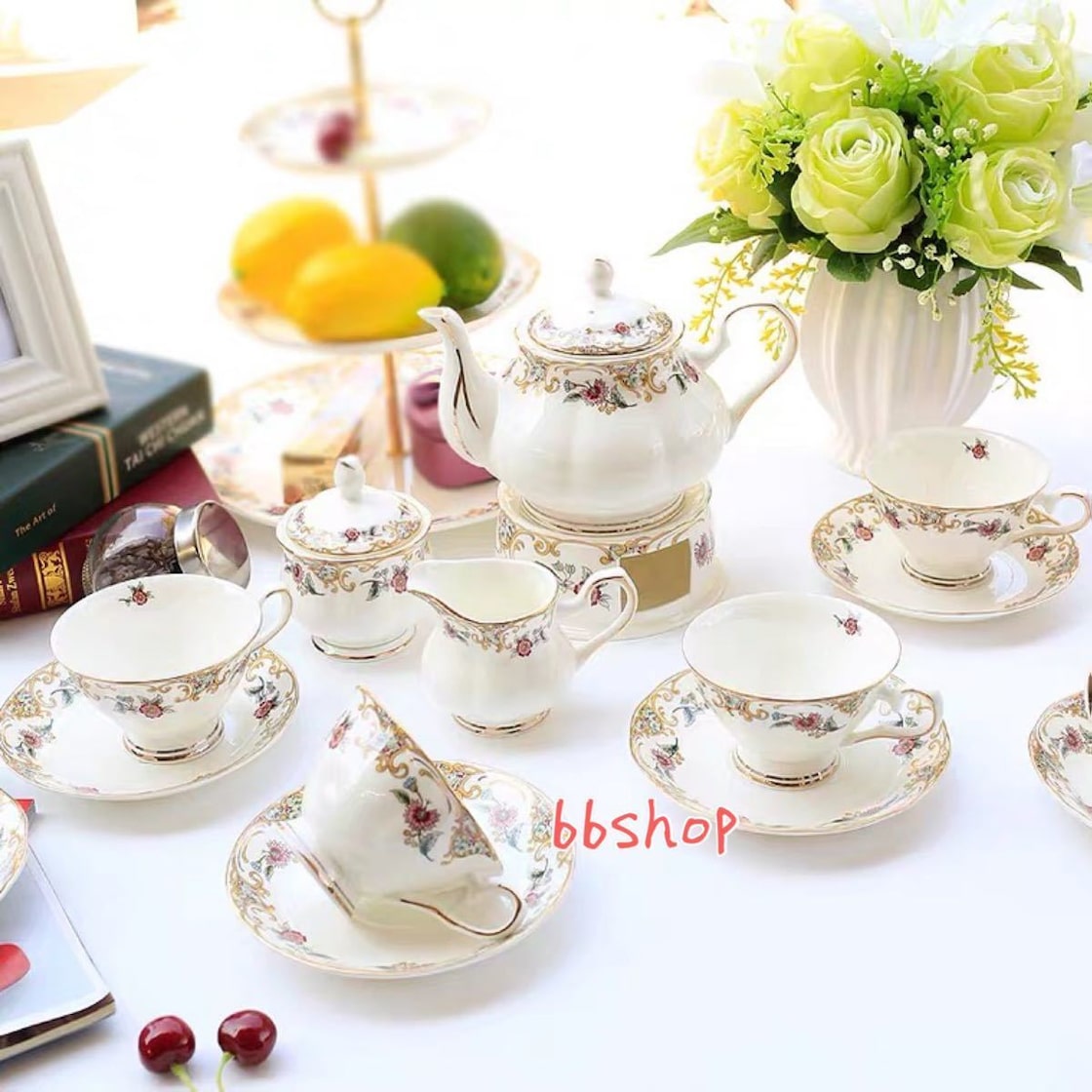 西洋ティー・コーヒーカップセット カップ＆ソーサー4客セット 花柄  