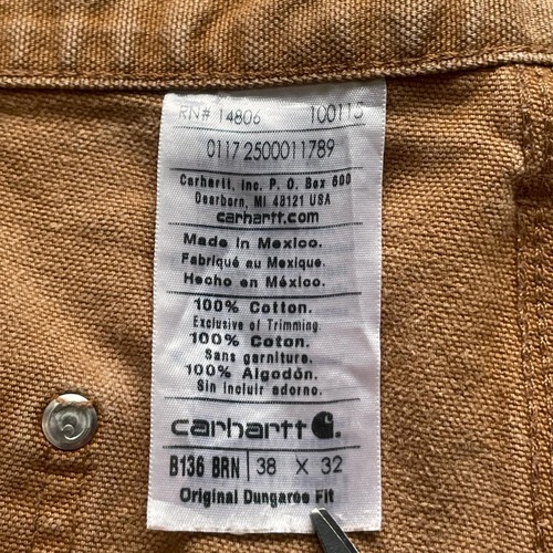 メキシコ製 ブラウン ダブルニー Carhartt B136 BRN 38×32 詳細写真9