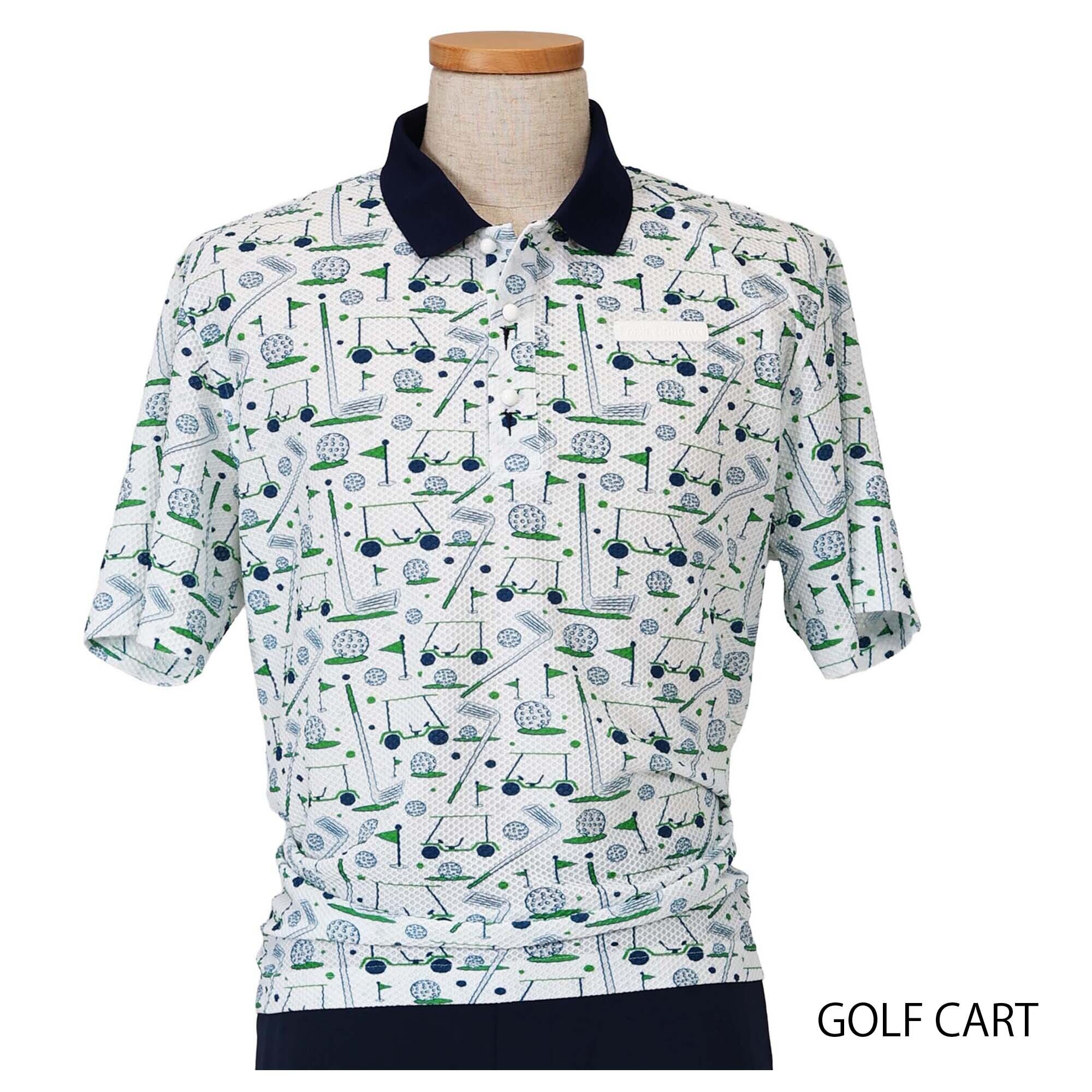 FBAM-PO18 メンズ ゴルフボールボタン半袖ポロ