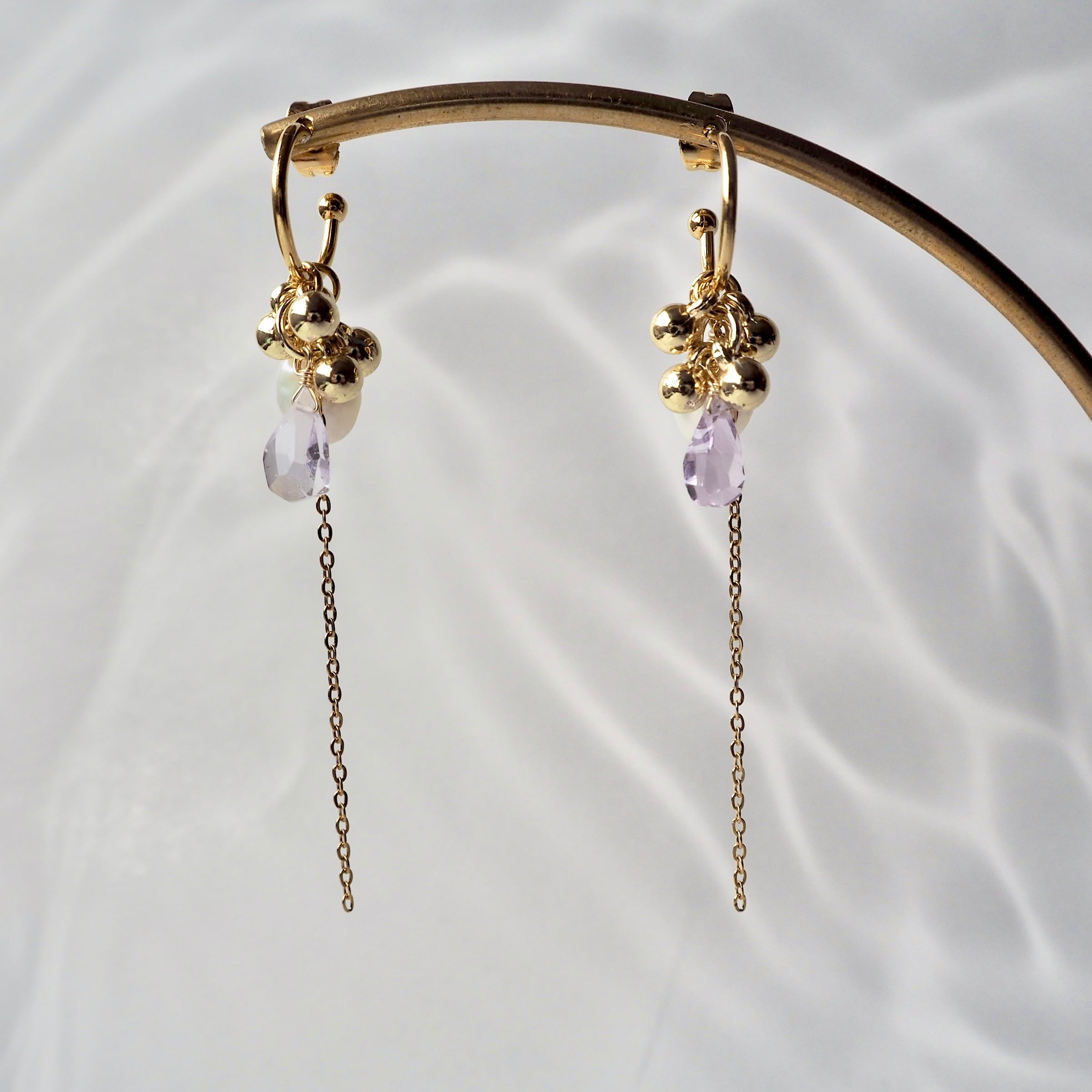 TVドラマ着用//＜ピンクアメジスト＞ カスタムフープピアス