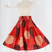 フラダンス 衣装 パウスカート レッド系 モンステラ柄 ハワイアンプリント アロハ フラ ダンス レッスン 練習 ハワイアン 鮮やか 華やか かわいい おしゃれ 上品 大人っぽい ブラック系 ベージュ系 赤 黒 植物柄 シングル スカート フェス トロピカル 薄手 フレアスカート スタイル 美しい カジュアル 海 リゾート