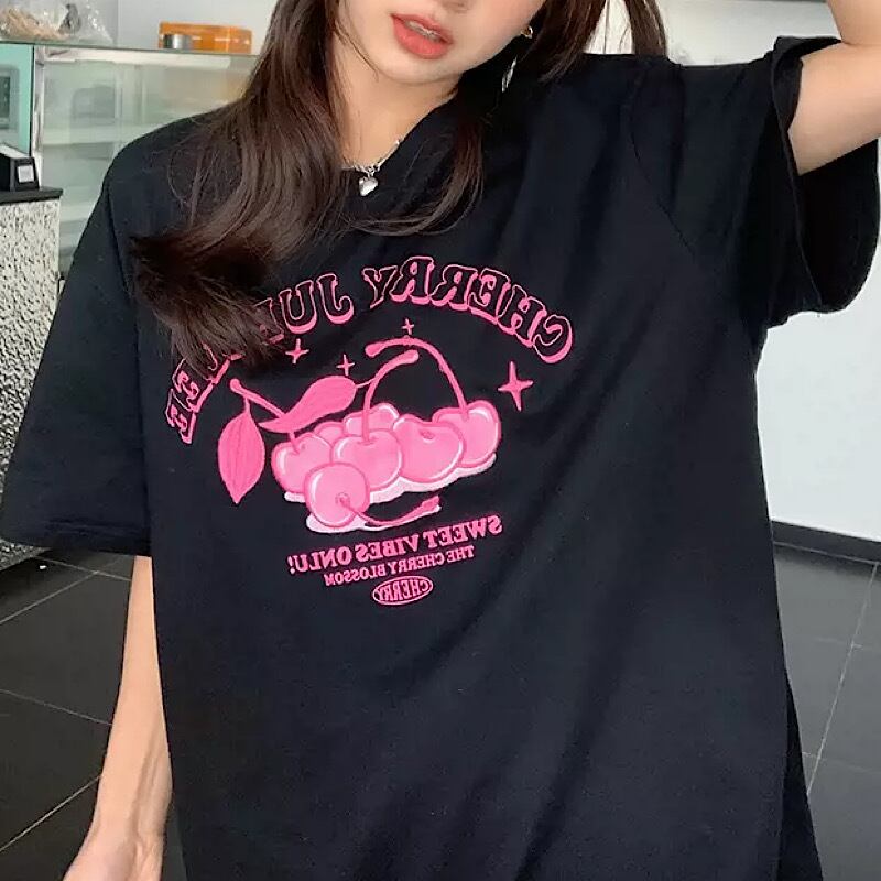 オーバーTシャツ　プリントTシャツ　ホワイト　韓国　半袖Tシャツ