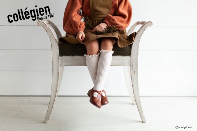 【collegien】Joséphine Lace-Trim Ribbed Knee-high Socks