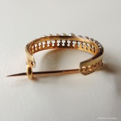 英国アンティークジュエリー 15ctゴールド 真珠 クレセント(三日月)ブローチ(ソーティングメモ付)
