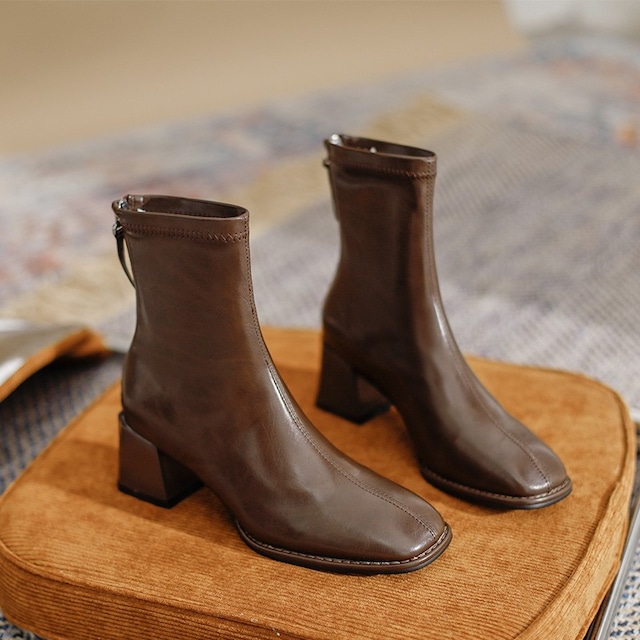 Chunky heel mid-length boots　601657