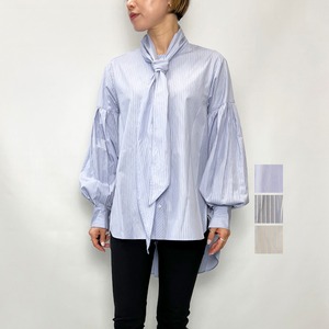MARILYN MOON マリリンムーン stripe embroidery tie blouse 4263-110 2026秋冬新作 [送料無料]