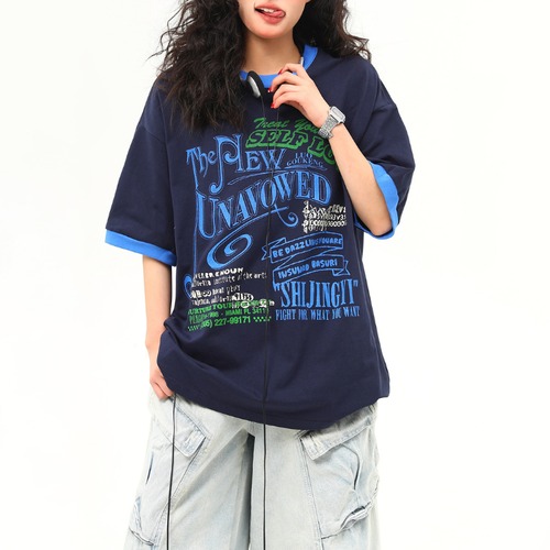 lettering design ringer short sleeve tee　レタリングデザインリンガー半袖ティー　J1141