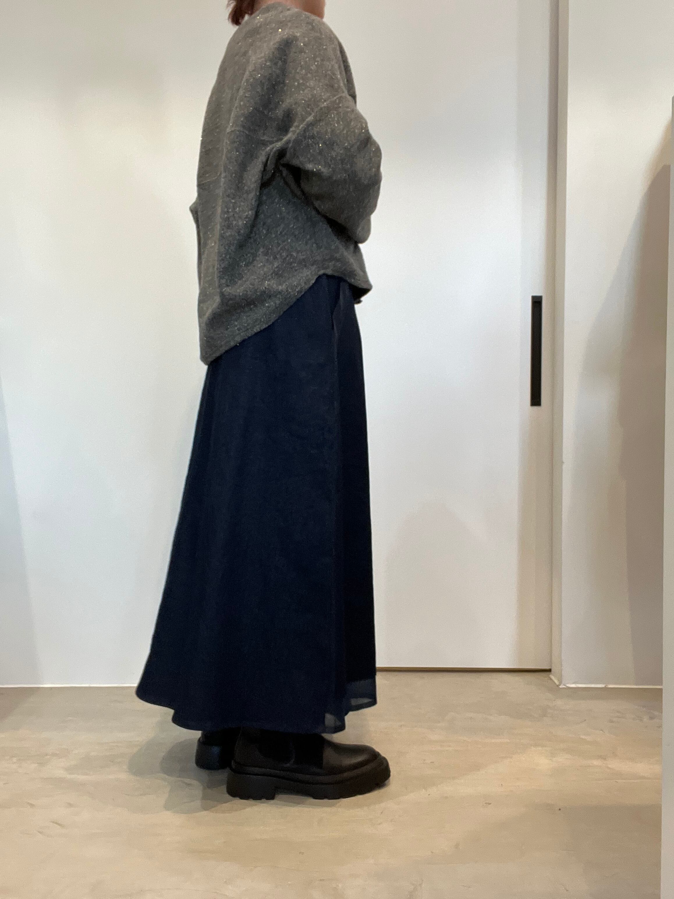 【SELECT】オーガンジー切替ストレッチタックスカート