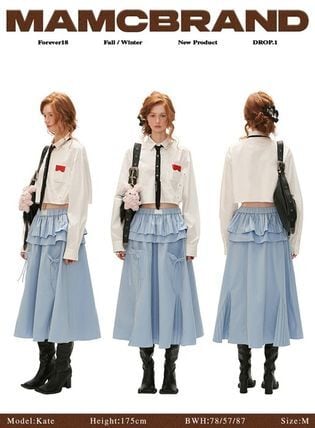 Y2K ロングスカート Aライン フリル ポケット スカート | MAMC日本正規