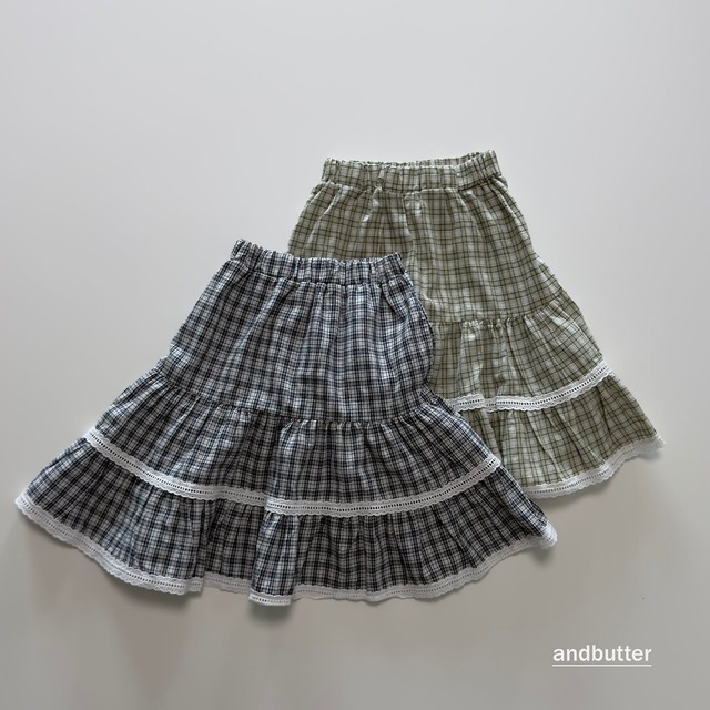 【取寄】andbutter｜cancan check skirt｜カンカンチェックスカート｜S-JM｜kids&jr｜26 autumn