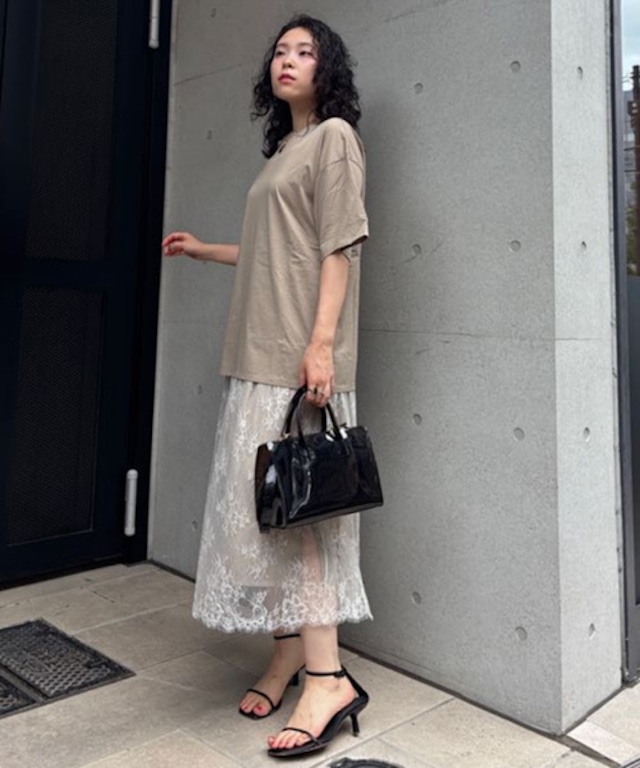 カット×レースワンピース　B/ベージュ