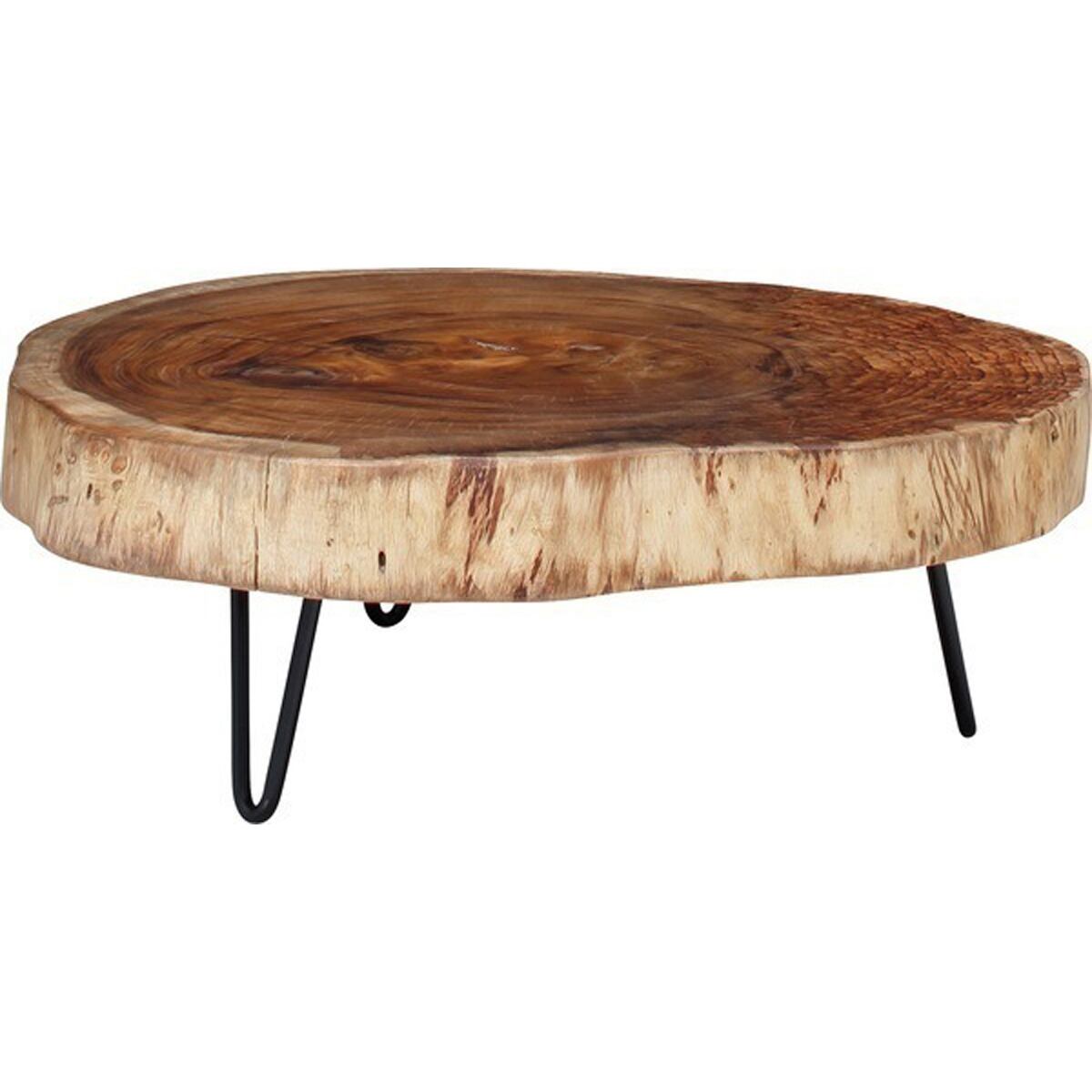 ジェラルド ローテーブル 天然木 モンキーポッド ラッカー塗装 アイアン 粉体塗装