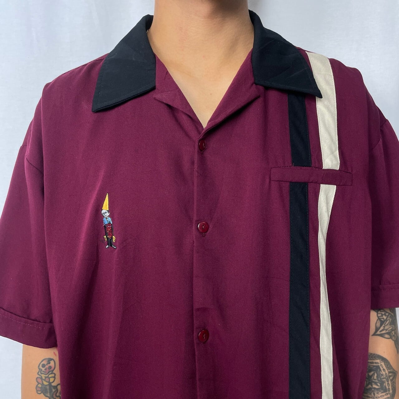 USA製　ボーリングシャツ　半袖　アメカジ　古着　レッド　刺繍 USA製 ボーリングシャツ 半袖 アメカジ 古着 レッド 刺繍 USA製