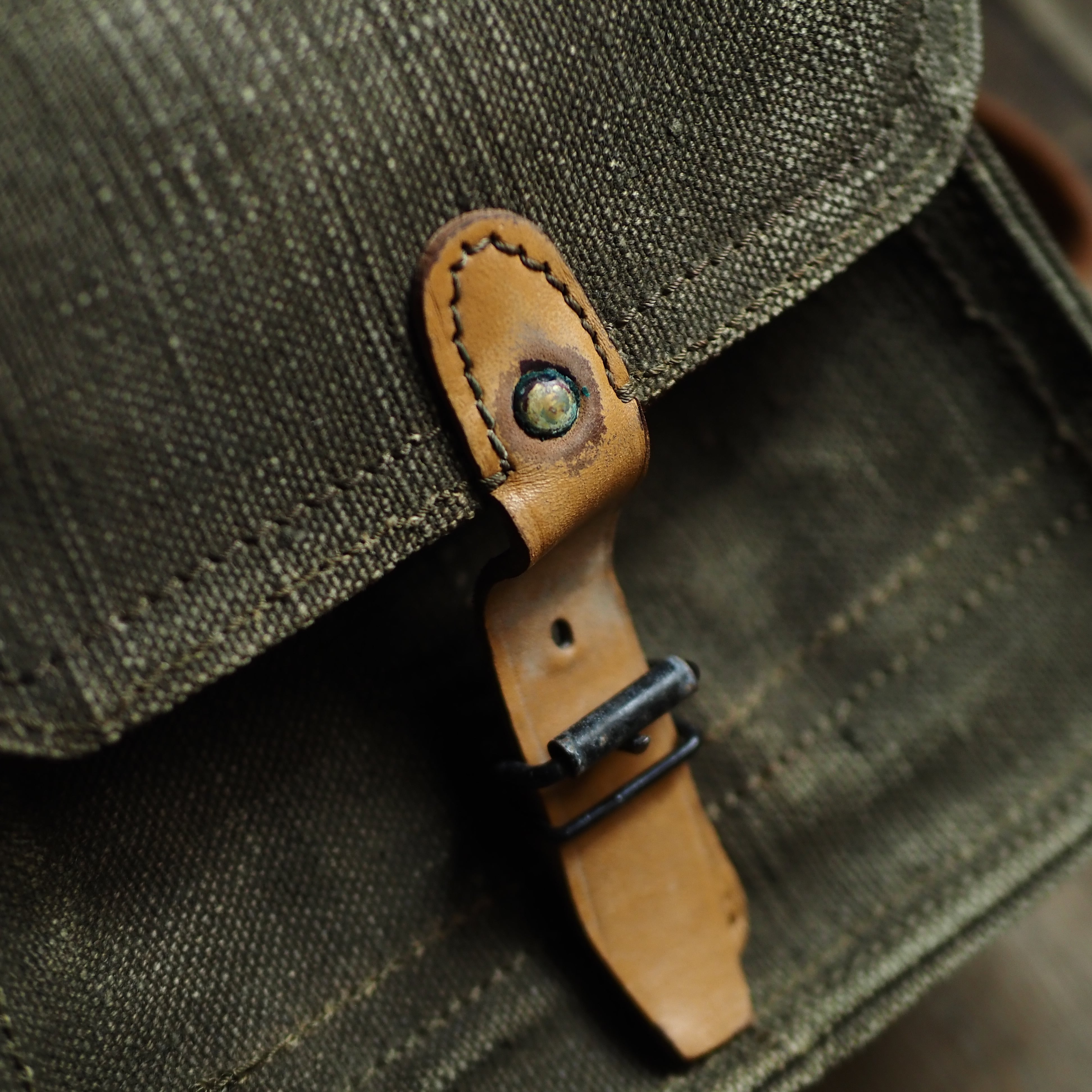 1950's-60's French Army Canvas×Leather Bag フランス軍 1950's-60's French Army Canvas×Leather Bag フランス軍