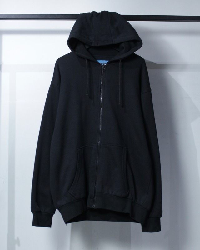 【Caka BLACK】90's Rere All Black Color Vintage Zip Up Hoodie
