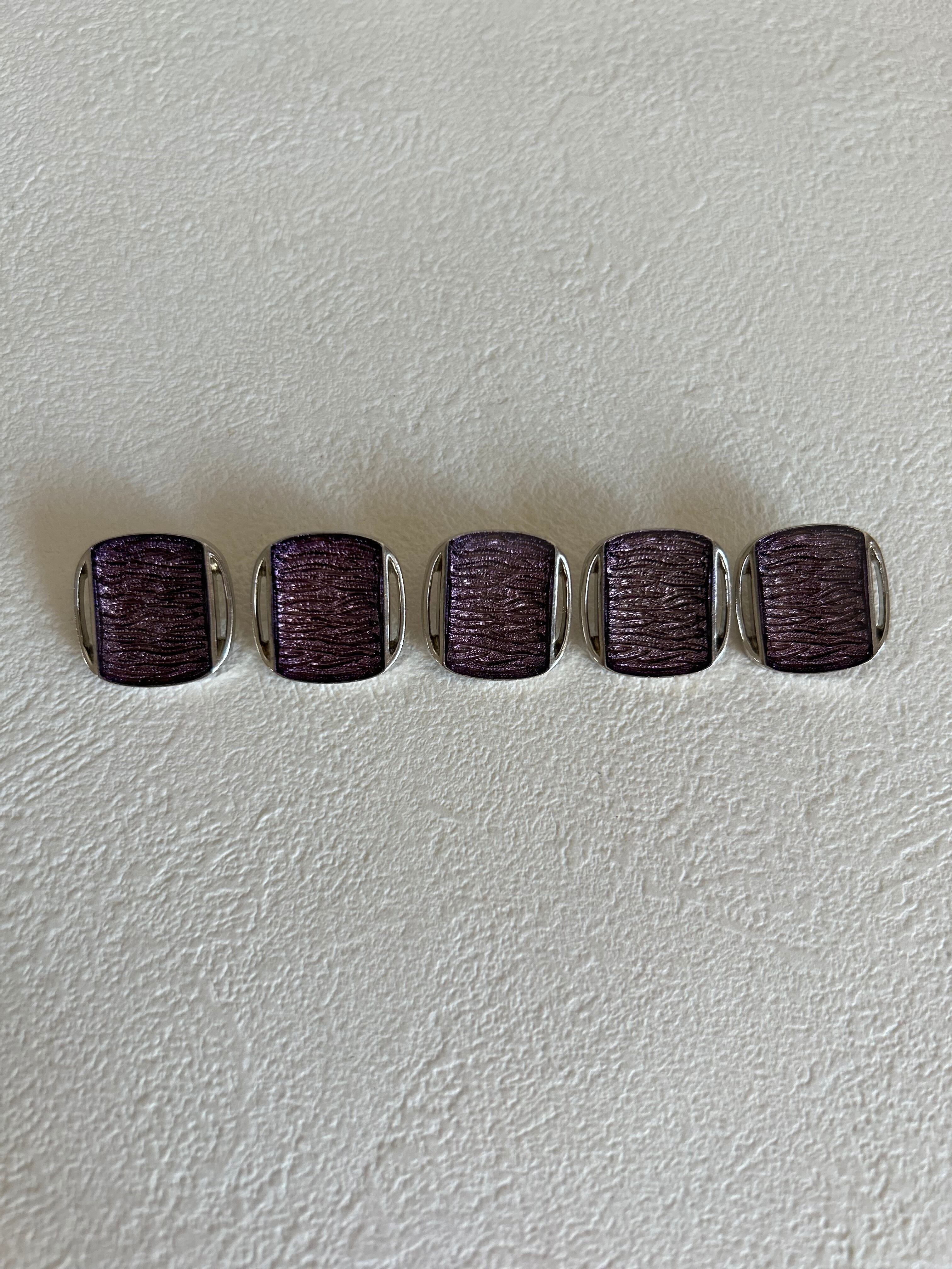 Japanese Vintage ボタン 19mm 角なしスクウェア パープル×シルバー アクセサリーパーツ 装飾材 カルトナージュ