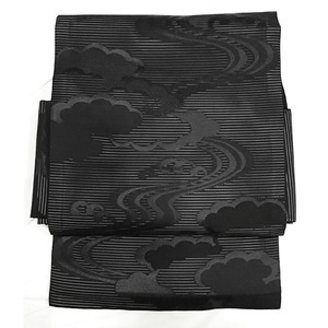 名古屋帯・夏帯・喪服用・自然文様・No.200701-1628・梱包サイズ60