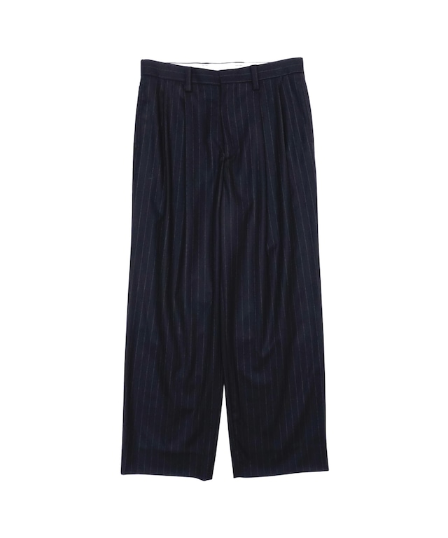 UNIVERSAL PRODUCTS. / 253-60507 WOOL 2 TUCK TROUSERS(NAVY STRIPE)