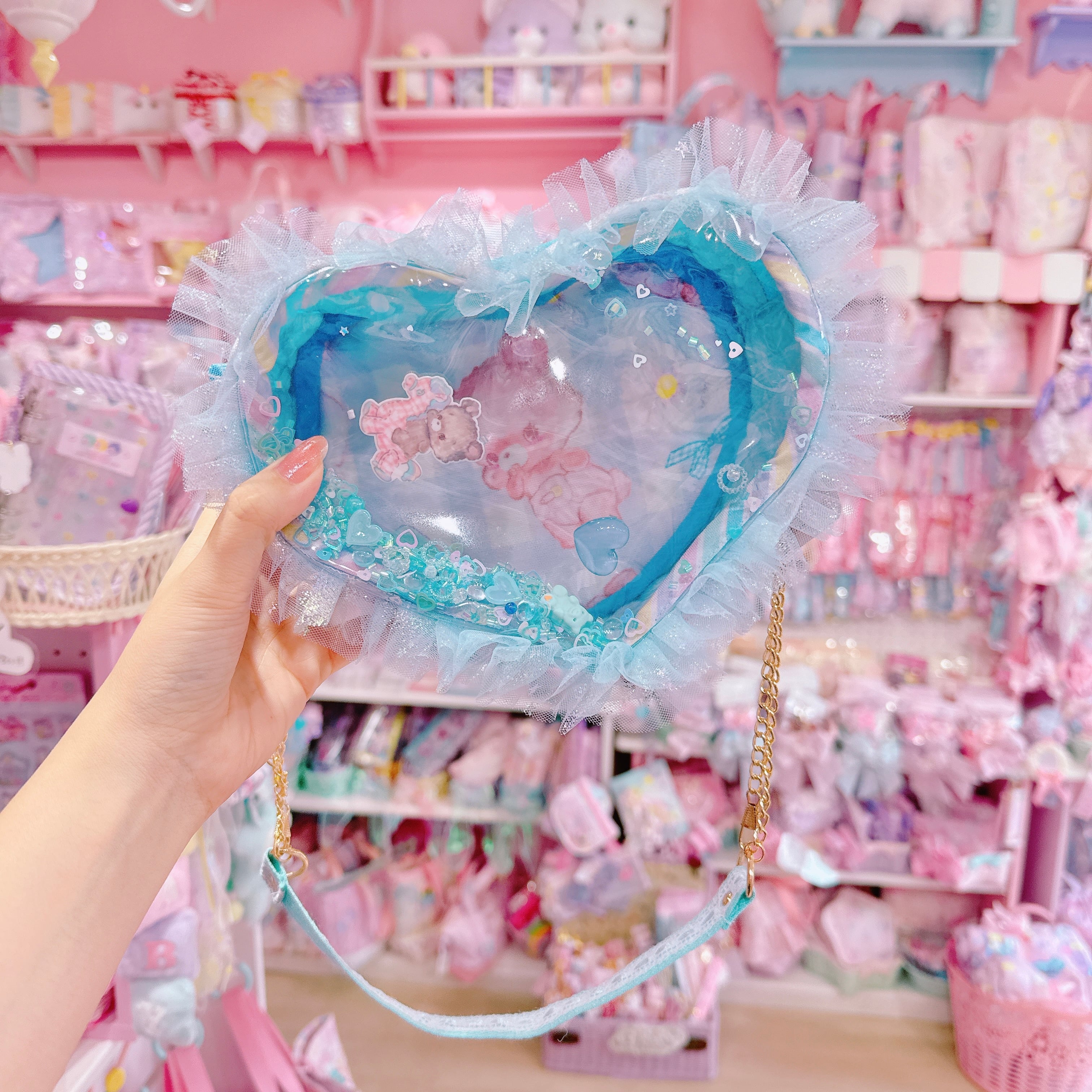 【D8】81-23ぬいぐるみフリルハートポシェット