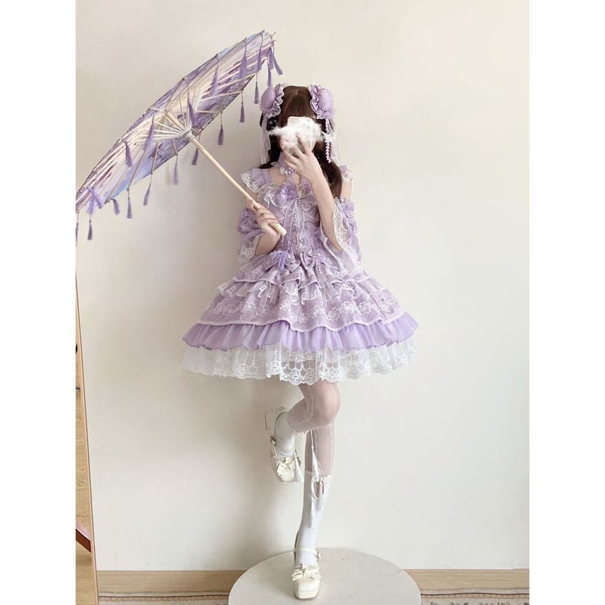 甘ロリ プリンセスドレス 豪華フリル×多層レース 3色展開 撮影会向け