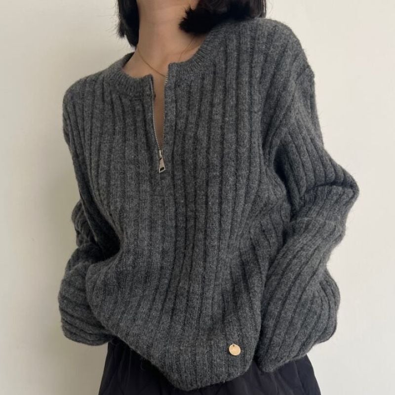 Front zip rib knit V2006