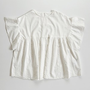 Cotton dobby gather blouse (white)