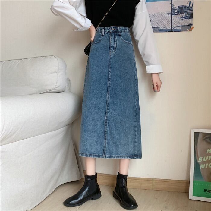 Aラインスカート スプリングスリットハイウェストウェスト薄手 春物 1号婦人28770873458