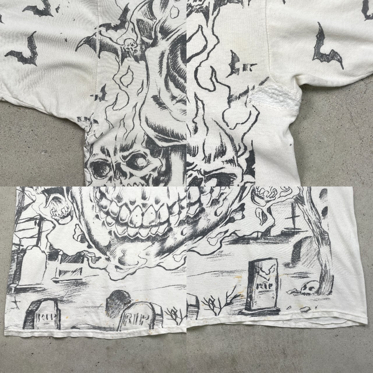 00年代 UNKNOWN スカル ドクロ 髑髏 オーバープリントプリントTシャツ 