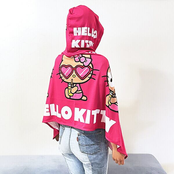 サンリオ 日焼けキティ 冷感タオルポンチョ ピンク プール用品 Sanrio