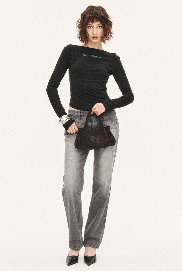 [threetimes] Blush tee (black) 正規品 韓国ブランド 韓国通販 韓国代行 韓国ファッション スリータイムズ three times 日本 店舗