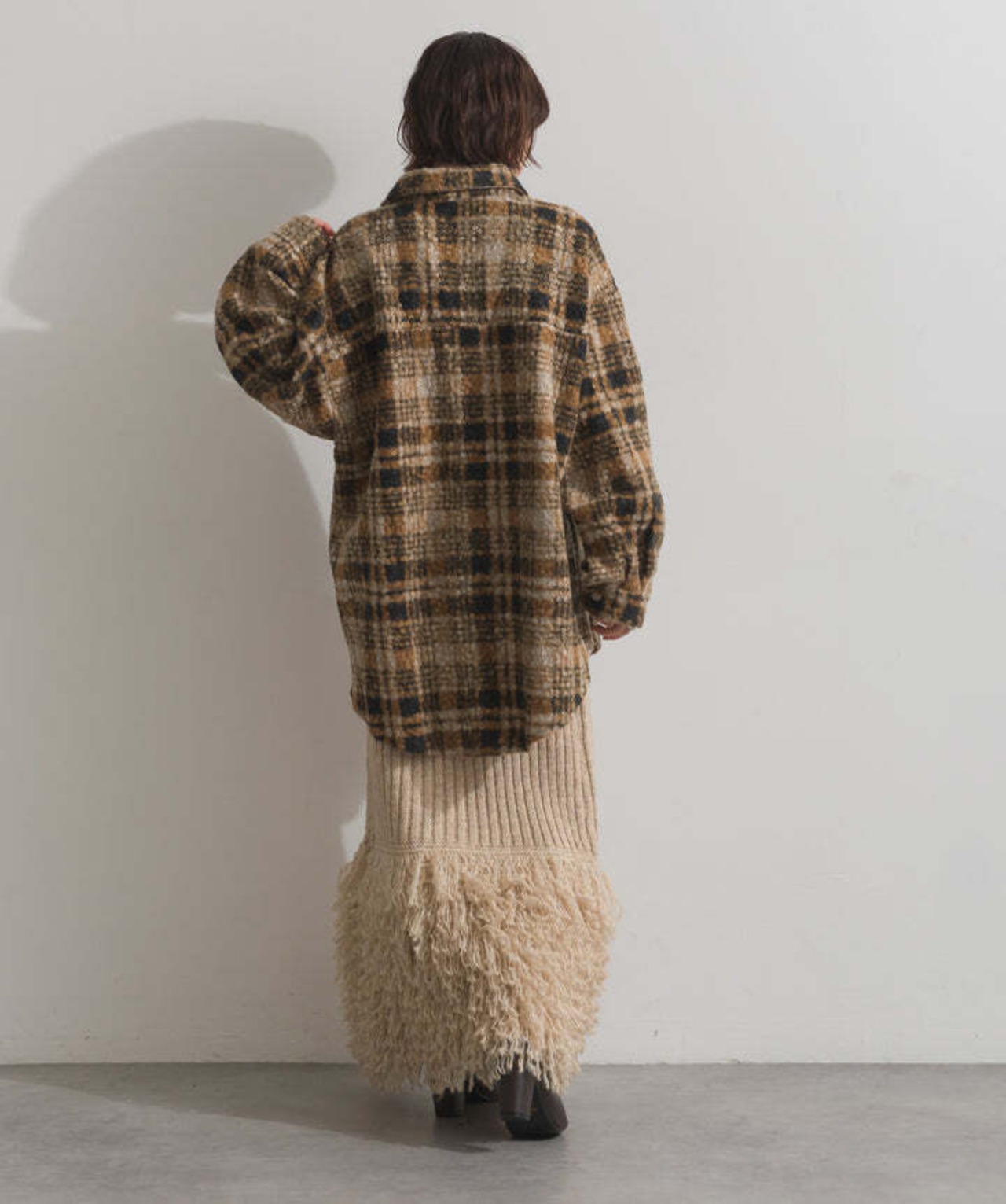 HD2510027 起毛チェックCPOシャツジャケット yellow