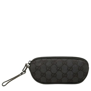 グッチ GGキャンバス ポーチ 小物入れ 0301555 ブラック キャンバス レザー レディース GUCCI 【中古】