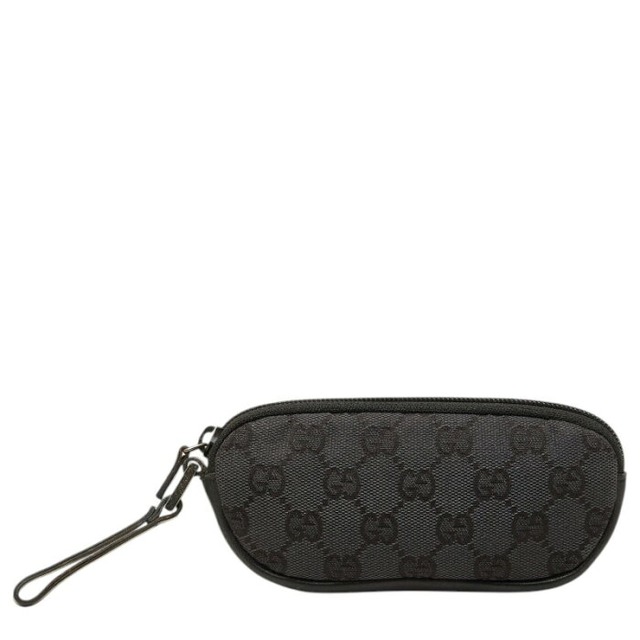 グッチ GGキャンバス ポーチ 小物入れ 0301555 ブラック キャンバス レザー レディース GUCCI 【中古】