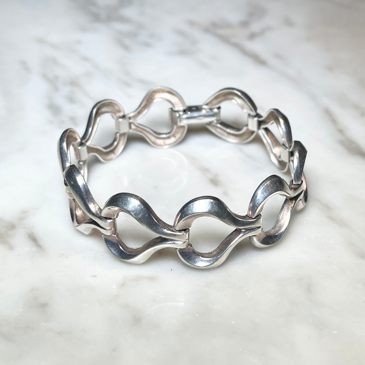 vintage silver abstract link chain bracelet