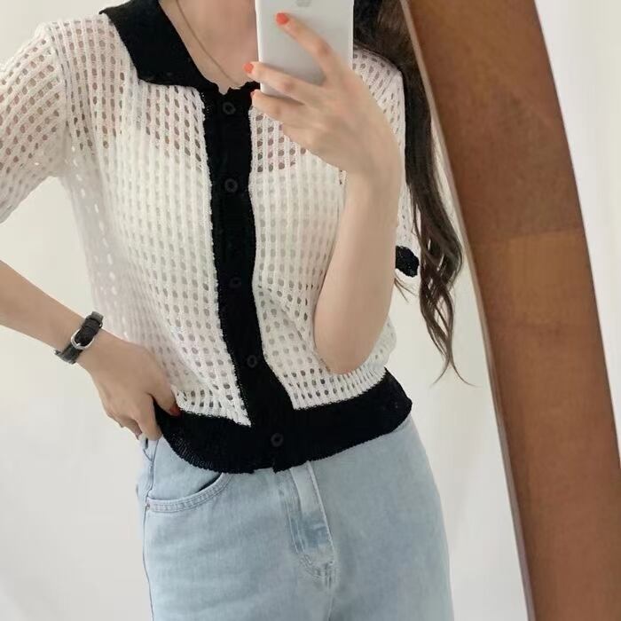 襟付き5部袖ニット　AJ1079-7029