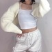 ニットカーディガン レディース カーディガン 羽織 ニット セーター リブニット ボレロ 長袖 ショート丈 クロップド丈 ボリューム袖 カジュアル お出かけ おしゃれ シンプル 無地 ファッション