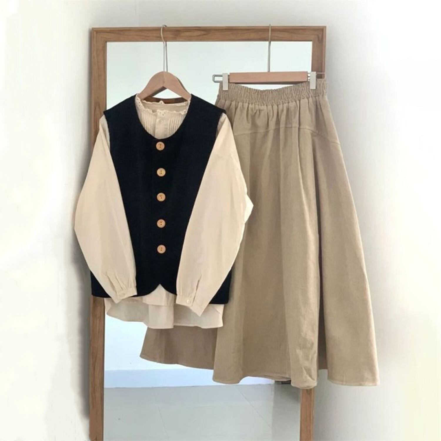 【set】ブラウス×ベスト×スカート3点セット N2099