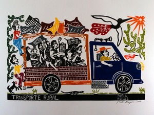 PABLO BORGES パブロ・ボルジェス 木版画 L　【TRANSPORTE RURAL】