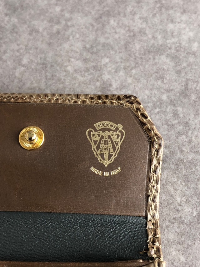 GUCCI グッチ 財布 ブラウン GG リザード型押し コインケース vintage ヴィンテージ オールド 5vm57j
