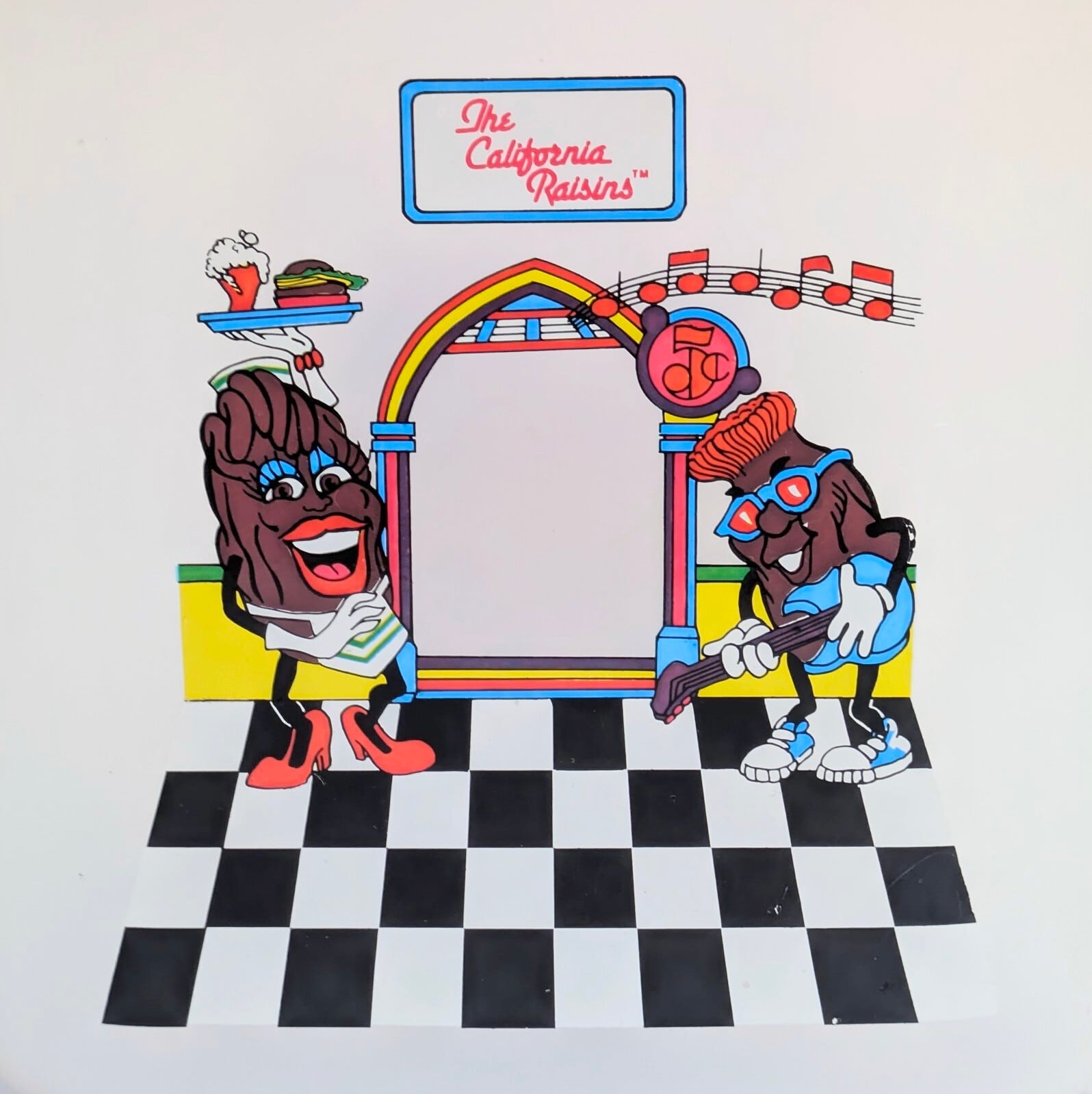 ☆ VINTAGE JUNK 1980年後半〜1990年前半 ☆【 California Raisins（カリフォルニアレーズン）】 プラスチックコンテナ 〚アメリカン雑貨 アメトイ〛