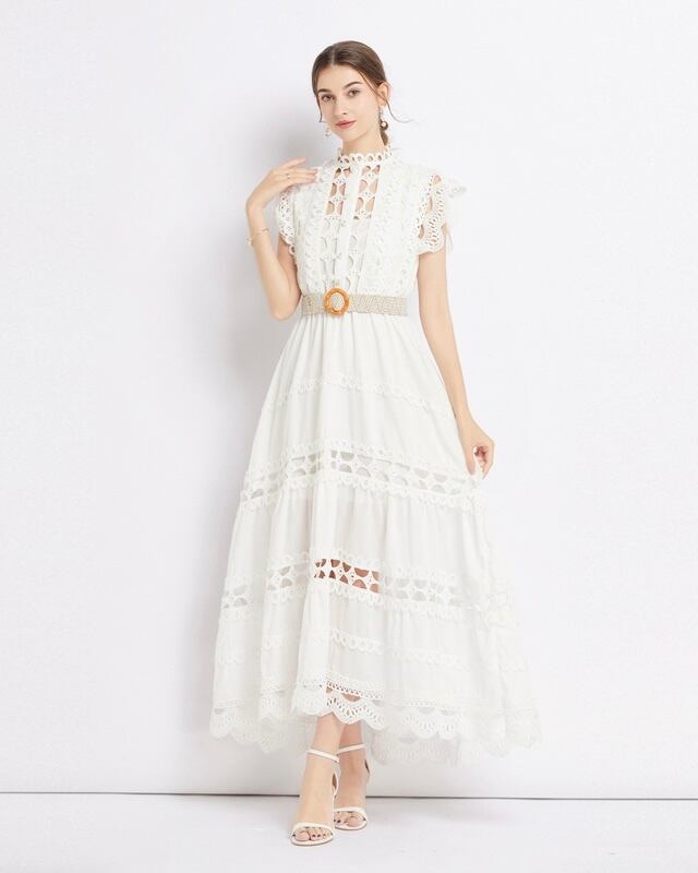 レース編みワンピース