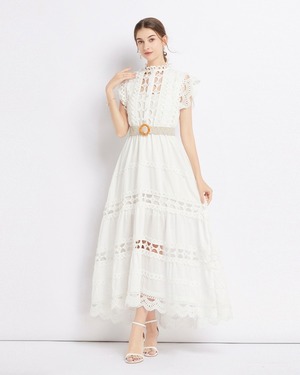 レース編みワンピース