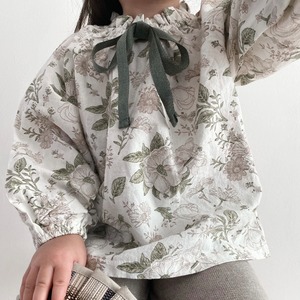 即納 monpetit bebe．flower ribbon blouse［80‐120］